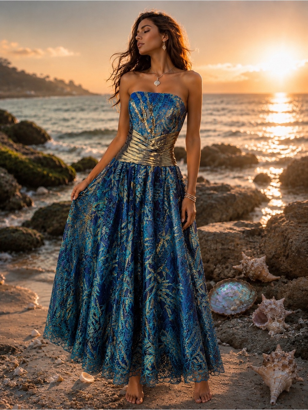 Panoply Sequin-Embellished Blue Evening Dress
